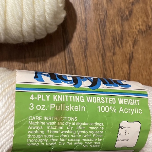 Zayre and Green Oak 100% Acrylic Yarn Off-White Fishermen 4-Ply 6 Oz Lot Of 2 - Picture 4 of 11
